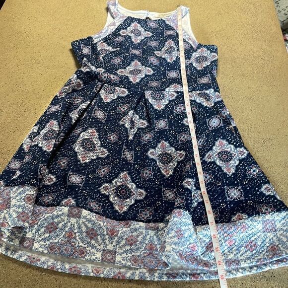 Rewind Textured High Neck Cut Out Fit & Flare Dress Blue Pink sz L - Picture 12 of 14